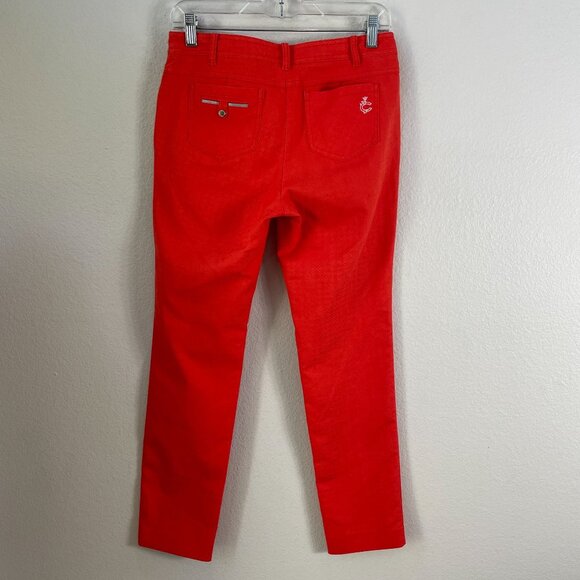Louis Castel Womens Size 4 Orange Slim Fit Golf Pants With Pockets Embroidered L - Picture 8 of 9